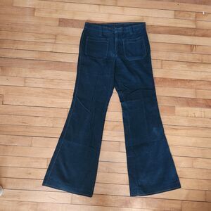 Vintage Green Corduroy Pants Women’s 70s Flare Leg Unbranded